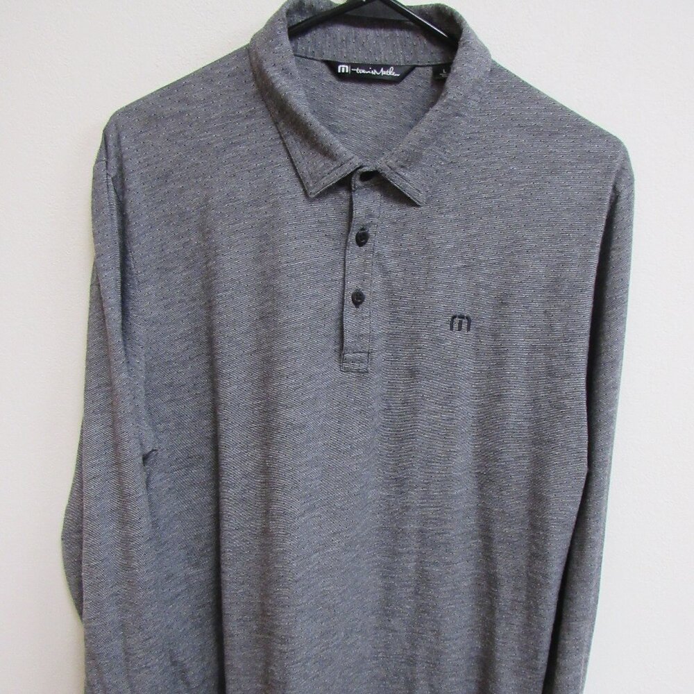Travis Mathew Charcoal Gray Pima Cotton Long Sleeve Golf Polo Shirt Large